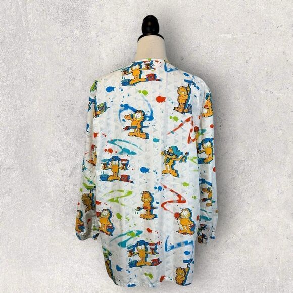 Vintage Garfield Scrub Jacket Cherokee Brand Painter Artist Cartoon Size S - Picture 8 of 13